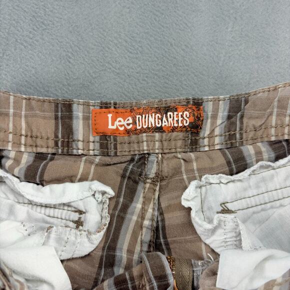 Lee Dungarees Cargo Shorts Men's 32 Brown Plaid Cotton Relaxed Fit Skater Surf - Picture 4 of 8